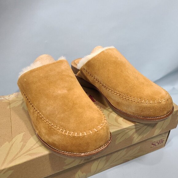 Söfft Bellflower Saddle Italian Suede Shearling Clogs Mule Womens Size 8.5M New - Picture 6 of 11